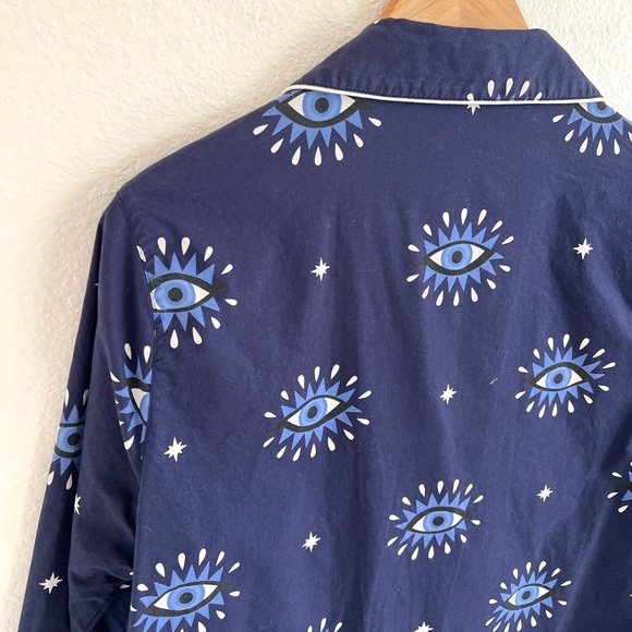 PRINTFRESH evil eye navy blue print sleep shirt / size M - Picture 6 of 6